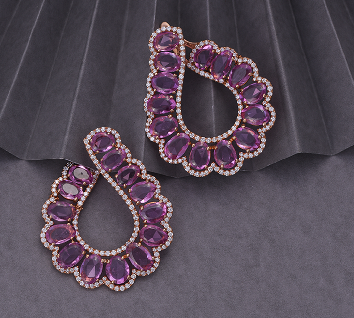 Natural Pink Sapphire Earrings